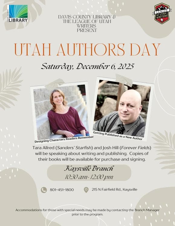 Utah Authors Day with Tara C. Allred and Josh Hill