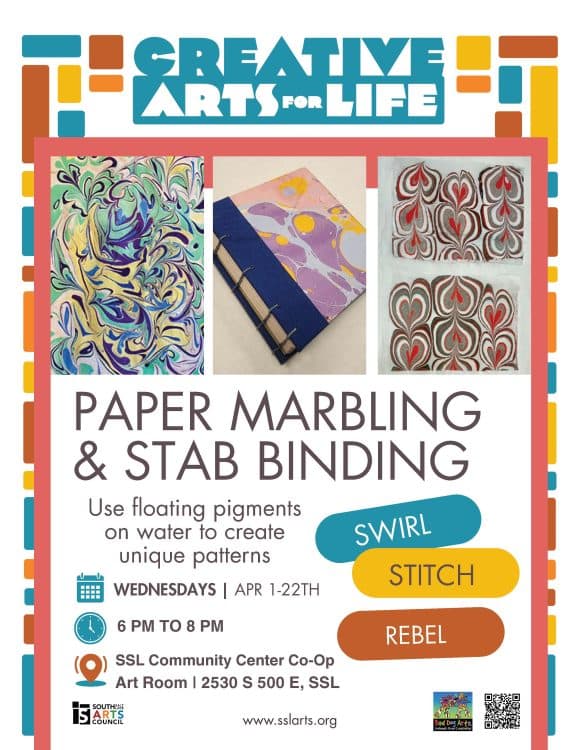 Image for event: Paper Marbling & Stab Binding | 4 week course with Bad Dog Arts