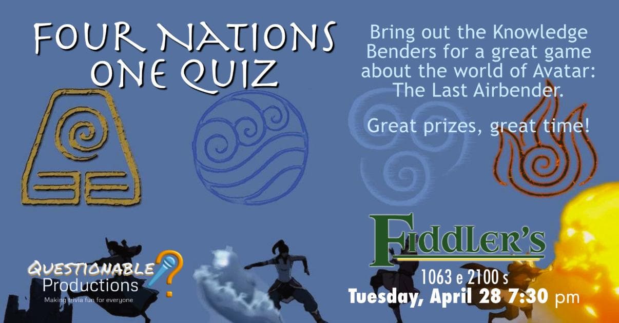 Image for event: Four Nations, One Quiz - The Last Airbender Trivia Night