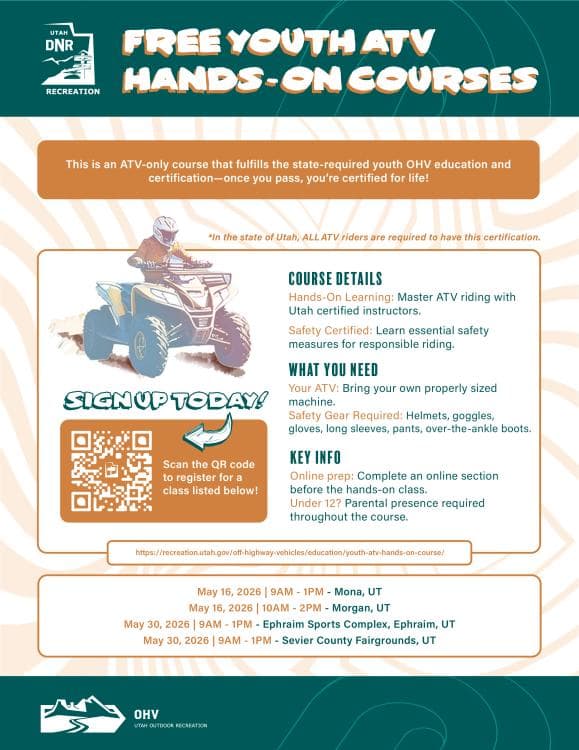 Image for event: Free Youth <18 ATV Hands-On Course at the Sevier County Fairgrounds