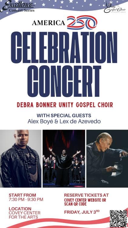 Image for event: America’s 250th Celebration: Debra Bonner Unity Gospel Choir with special guests Alex Boyé and Lex de Azevedo