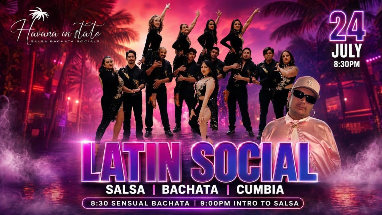 Image for event: Beginner Salsa Dance Class & Social Dancing! 9pm