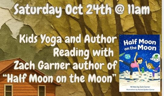 Image for event: Half Moon on the Moon Book Reading, Signing, and Kids Yoga