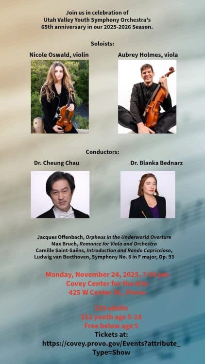 Image for event: UVYSO's Anniversary Season Opening Concert featuring Nicole Oswald, violin and Aubrey Holmes, viola