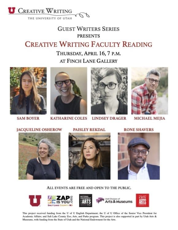 Image for event: University of Utah's Guest Writers Series Presents the U's Creative Writing Faculty