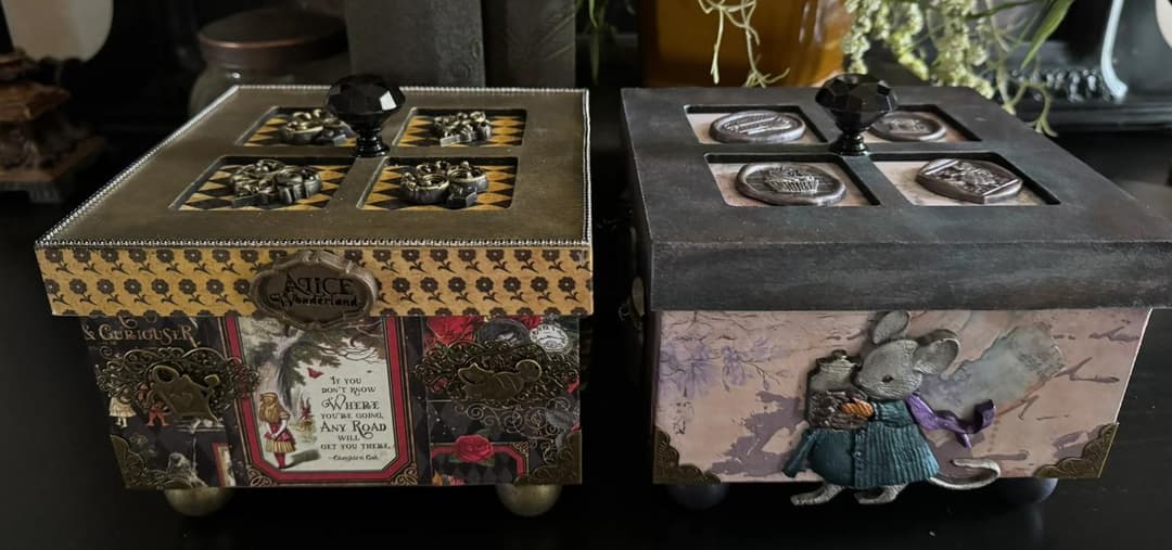 Mixed Media Altered Keepsake Box with Lid
