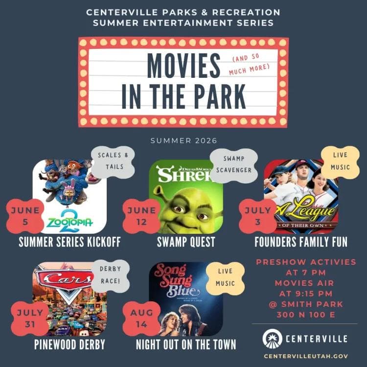 Image for event: Centerville's Movies & Music in the Park 2026