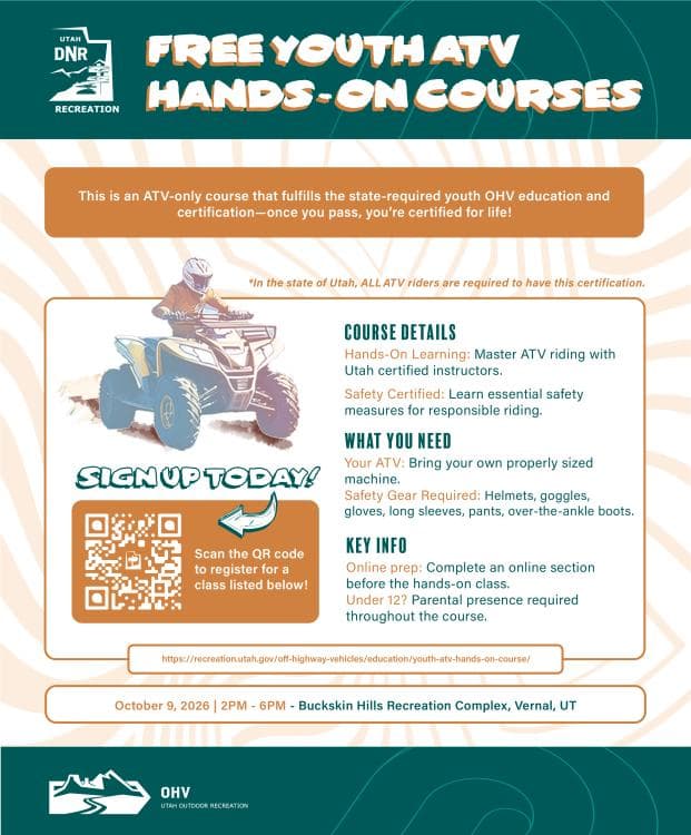 Image for event: Free Youth <18 ATV Hands on Course in Vernal