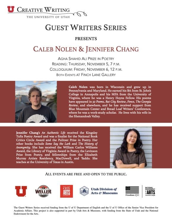 University of Utah's Guest Writers Series Presents the Agha Shahid Ali Prize Reading